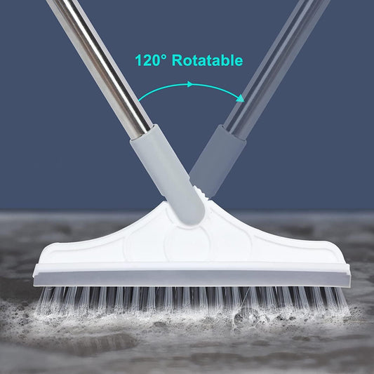 Floor Brush- 2 In 1 Long Handle Wiper Stiff Bristle Floor Brush