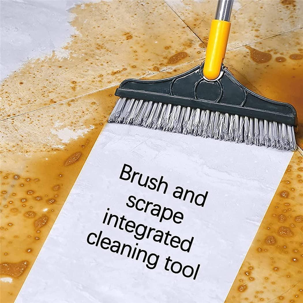 Floor Brush- 2 In 1 Long Handle Wiper Stiff Bristle Floor Brush