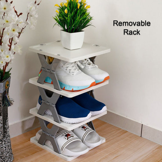 9097 Smart Shoe Rack With 6 Layer Shoes Stand Multifunctional Entryway Foldable Collapsible Door Shoe Rack Free Standing Heavy Duty Plastic Shoe Shelf Storage Organizer Narrow Footwear Home