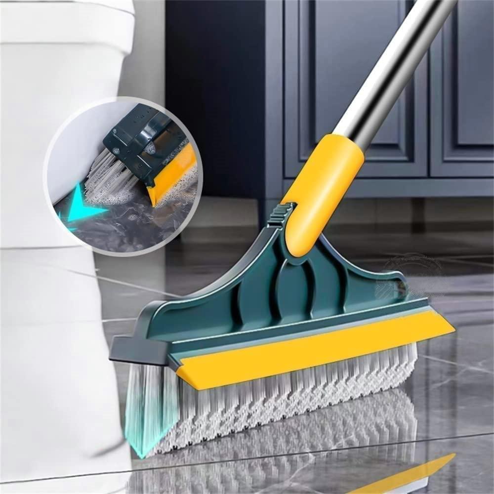 Floor Brush- 2 In 1 Long Handle Wiper Stiff Bristle Floor Brush