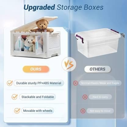 Folding Stackable Storage Organizer Box – Portable & Space-Saving Design